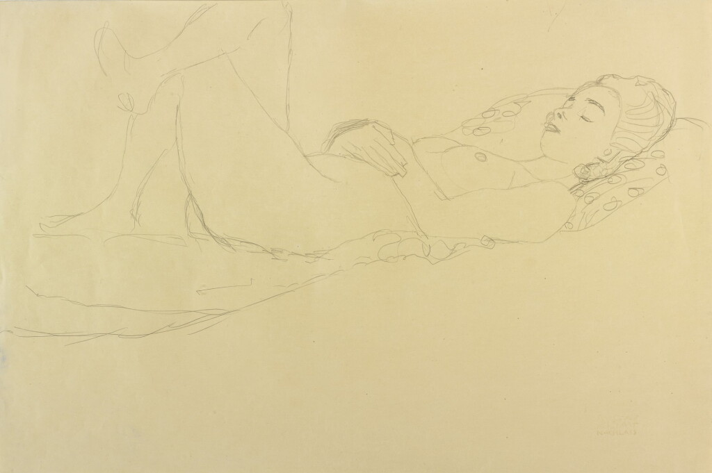 View full screen - View 1 of Lot 45. GUSTAV KLIMT | SCHLAFENDES MÄDCHEN (SLEEPING GIRL).