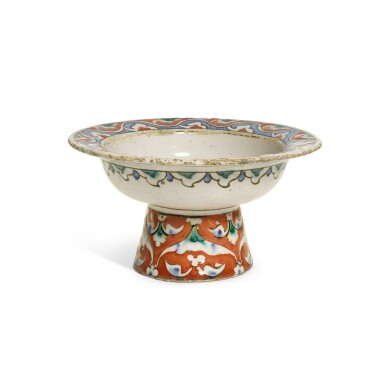 View full screen - View 1 of Lot 222. A rare Iznik polychrome pottery tazza, Turkey, circa 1580.