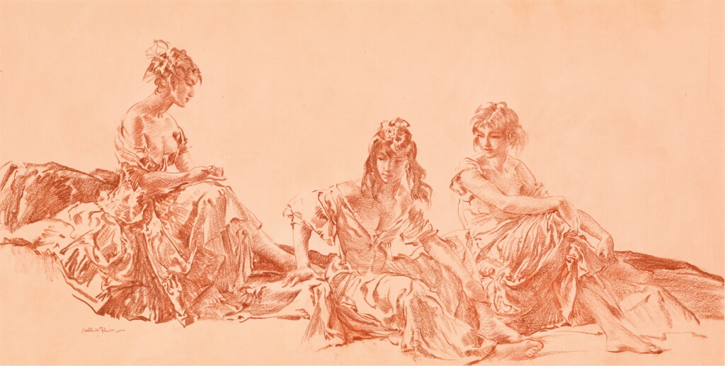 View full screen - View 1 of Lot 66. SIR WILLIAM RUSSELL FLINT, R.A., P.R.W.S. | Teresa, Yolanda and Anna-Marie.