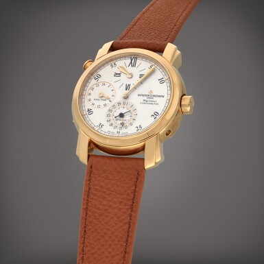 View full screen - View 1 of Lot 298. Malte Régulateur, Reference 42005 | A yellow gold dual time zone wristwatch with date, 24 hour indication and regulator dial | Circa 2005.