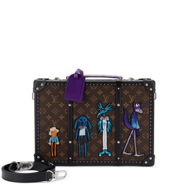 View full screen - View 1 of Lot 710. X Virgil Abloh Limited Edition Multicolor Textile Coated Embroidery, Brown Monogram Coated Canvas and Black Calfskin Zoooom With Friends Essential Trunk Silver Hardware, 2021.