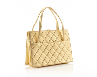 View full screen - View 1 of Lot 56. Quilted gold leather handbag.