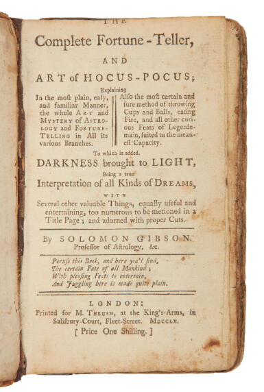 View full screen - View 1 of Lot 260. Gibson, Solomon | The art of fortune telling.