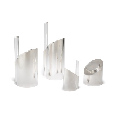 View full screen - View 1 of Lot 23. A silver-plated and plexiglass tea and coffee-set, Pierre Bidault, Paris, circa 1965 | Service à thé et café de 4 pièces en métal argenté et plexiglas par Pierre Bidault, Paris, vers 1965.