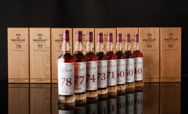 View full screen - View 1 of Lot 8001. The Macallan The Red Collection 40, 50, 60, 71, 73, 74, 77 & 78 Year Old Set (8 BT70).