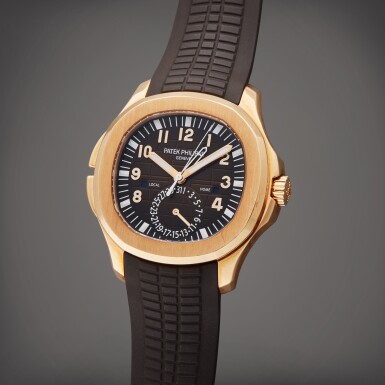 View full screen - View 1 of Lot 21. Reference 5164R-001 Aquanaut | A pink gold dual time zone wristwatch with date and day/night indication, Circa 2016.