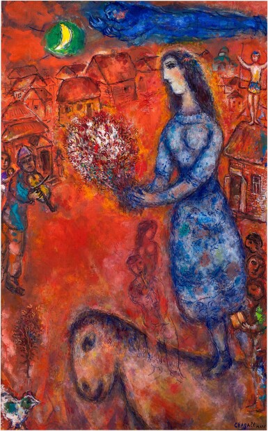 View full screen - View 1 of Lot 1031. Marc Chagall 馬克・夏加爾 | Fiancée avec bouquet 捧花新娘.