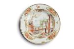A Hausmaler-style Plate, the porcelain possibly Meissen 18th century, the decoration later