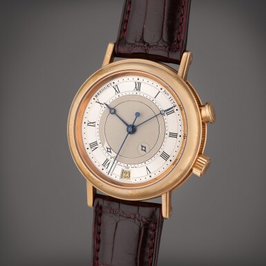 View full screen - View 1 of Lot 227. Reference 3600 Classique | A pink gold automatic wristwatch with alarm and date, Circa 2000.