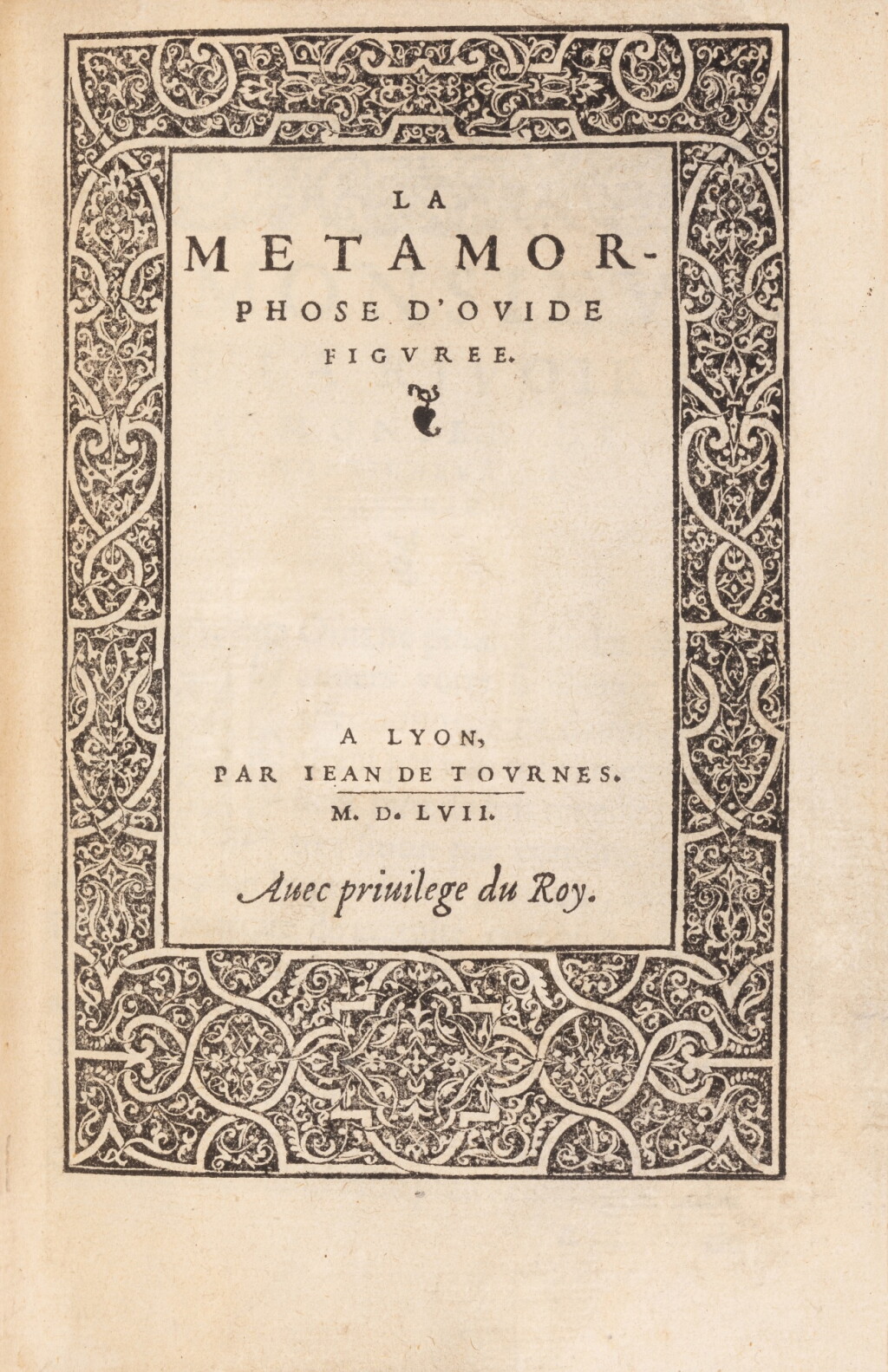 View full screen - View 1 of Lot 18. La Metamorphose d'Ovide... Lyon, 1557. Petit in-8. Rel. de Allô. Ed. originale. 178 bois de B. Salomon..