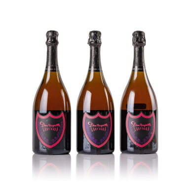 View full screen - View 1 of Lot 401. Dom Perignon Limited Edition Lady Gaga Luminous Rosé 2008 (3 BT).