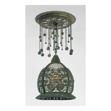 View full screen - View 1 of Lot 58. TIFFANY STUDIOS | "MOORISH" TWISTED WIRE CHANDELIER.
