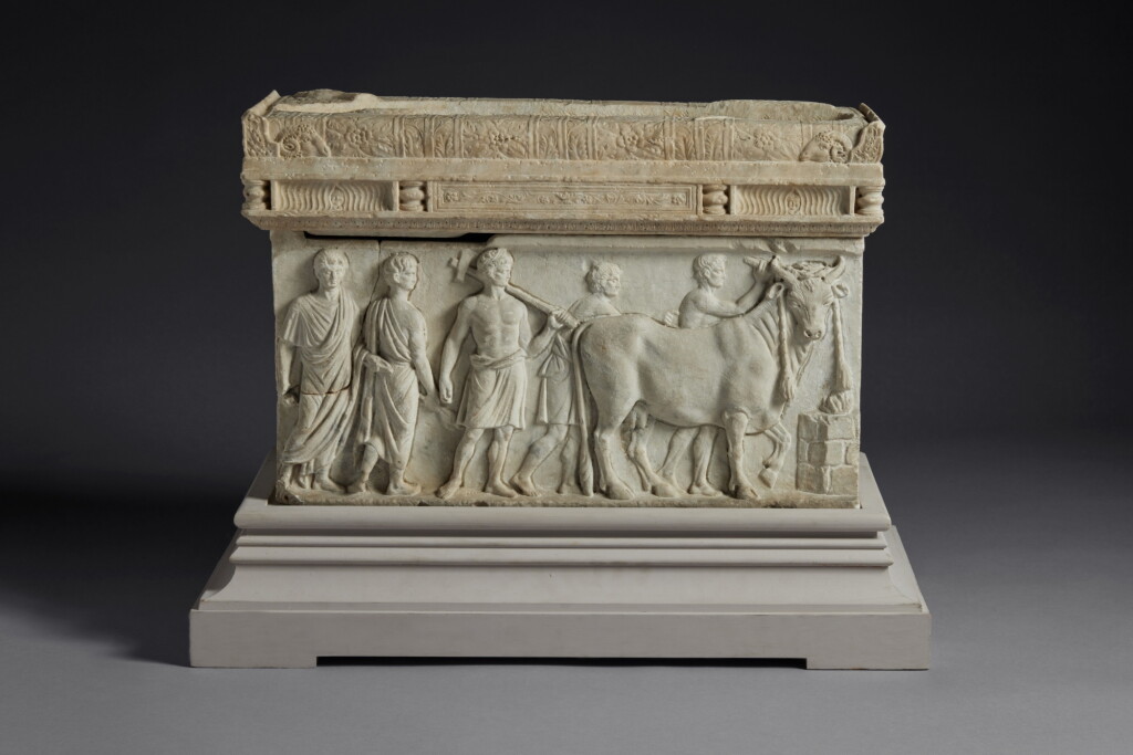 View full screen - View 1 of Lot 106. A Marble Urn and Lid ("The Stowe Sarcophagus") , Rome, circa A.D. 1770-1780.
