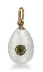 A Fabergé gold and guilloché enamel egg pendant, workmaster Feodor Afanasiev, St Petersburg, circa 1900