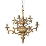 South European Baroque Eight-Light Brass Chandelier, 18th Century/19th Century