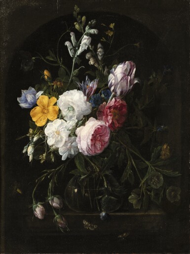 View full screen - View 1 of Lot 16. NICOLAES VAN VERENDAEL | STILL LIFES WITH FLOWERS IN A CRYSTAL VASE.