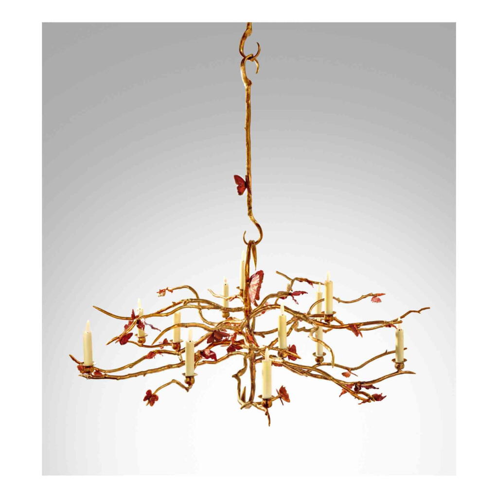 View full screen - View 1 of Lot 143. Unique "Structure Végétale aux Papillons" Chandelier.