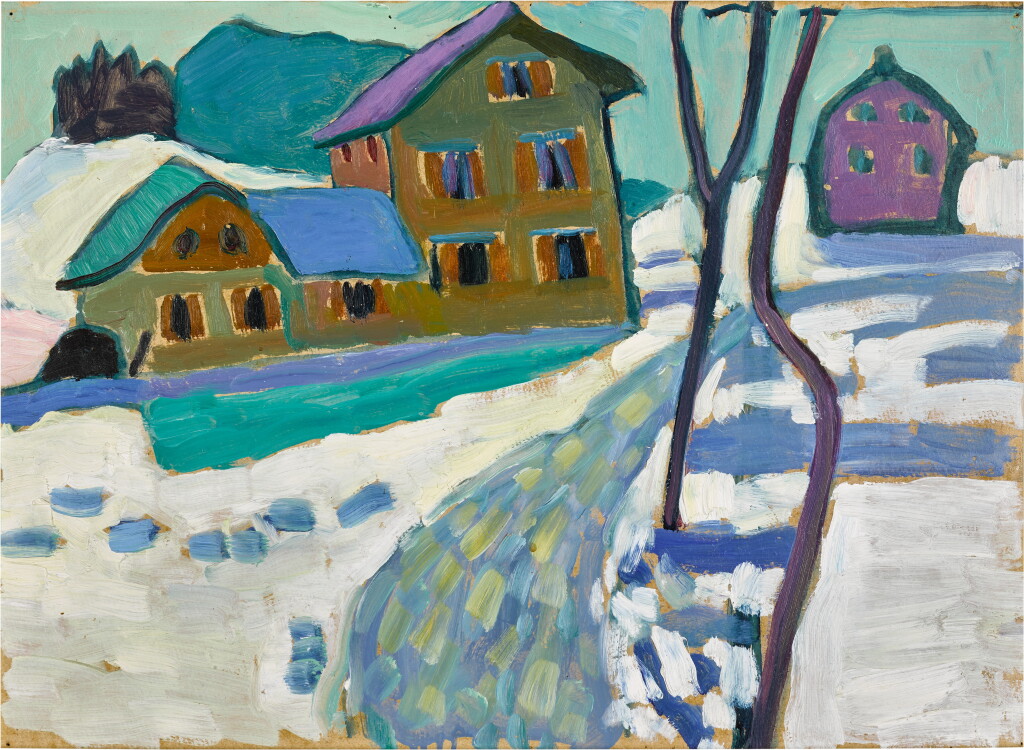 View full screen - View 1 of Lot 429. Kochel, Schneelandschaft mit Häusern (Kochel, Snowy Landscape with Houses).