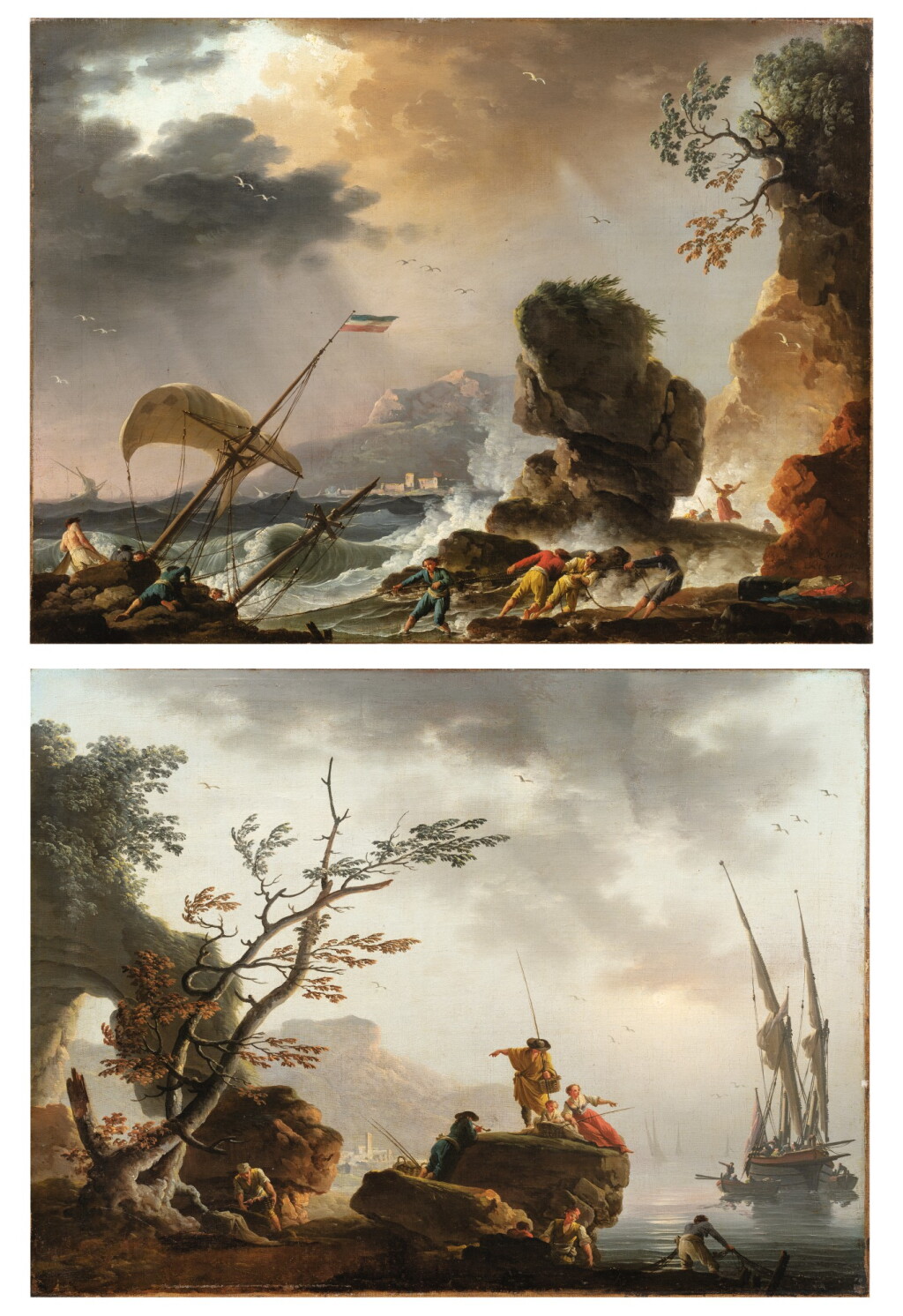 View full screen - View 1 of Lot 47. Fishermen at Sunrise; A Storm.