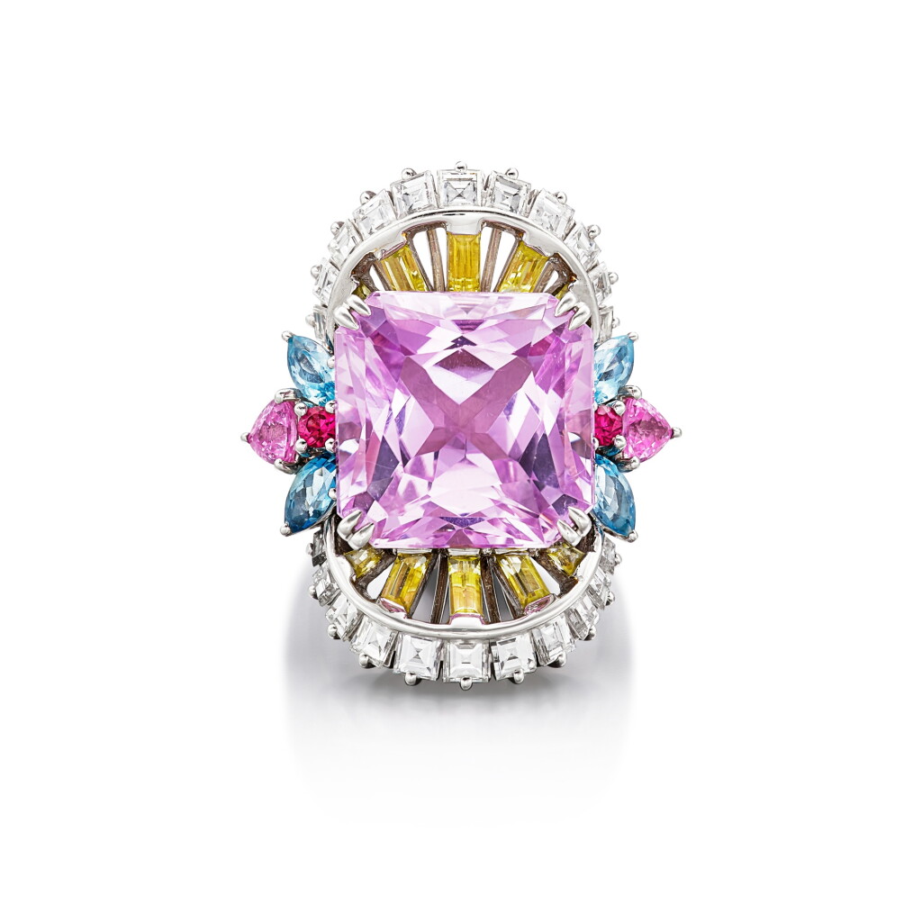 View full screen - View 1 of Lot 637. Kunzite, Gem-Set and Diamond Ring | 紫鋰輝石, 寶石 配 鑽石 戒指.