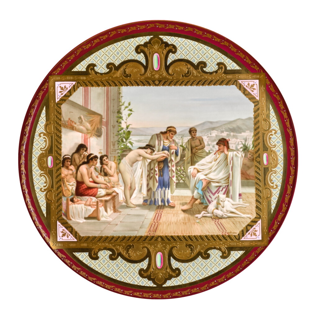 View full screen - View 1 of Lot 115. A PAIR OF VIENNA-STYLE PORCELAIN CIRCULAR PLAQUES, CIRCA 1890.