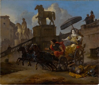 View full screen - View 1 of Lot 388. The Death of Servius Tullius with Tullia in her chariot .