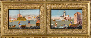 View full screen - View 1 of Lot 152. A pair of Italian pietre dure panels, Florence, late 18th/early 19th century.