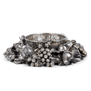 View full screen - View 1 of Lot 1196. An Italian Silver Fruit Basket Centerpiece, Attributed to Buccellati, Late 20th Century.