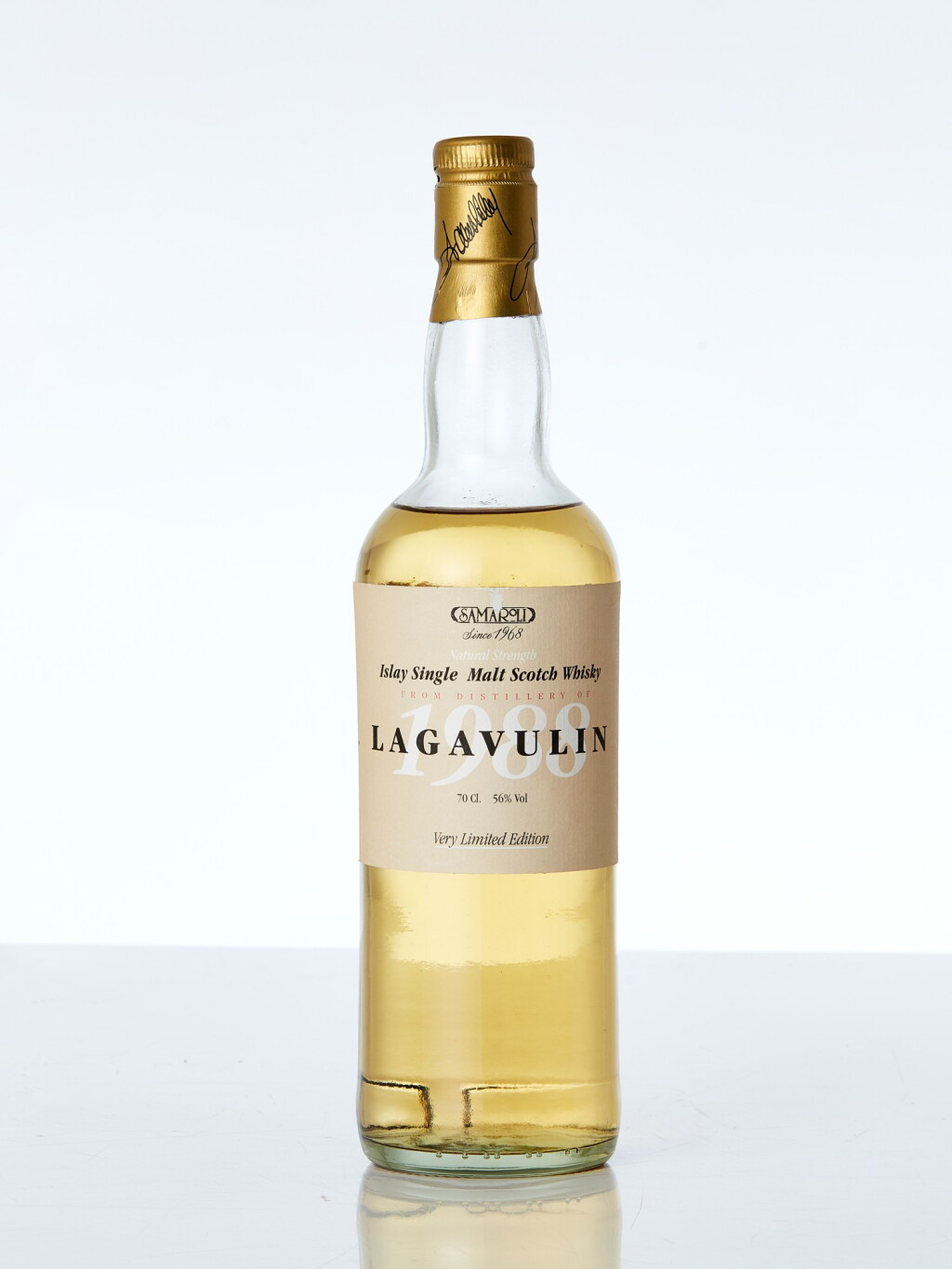 Voir en plein écran - Voir 1 du lot 7652. Lagavulin Samaroli Natural Strength 56.0 abv 1988 (1 BT70).