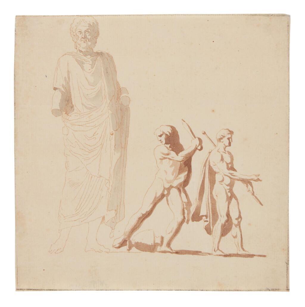 View full screen - View 1 of Lot 102. A male statue and two nude men.