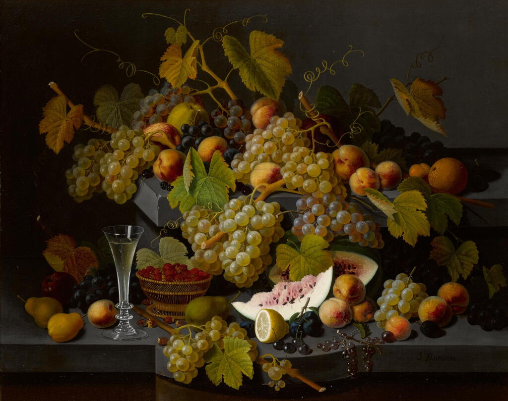 View full screen - View 1 of Lot 73. SEVERIN ROESEN | STILL LIFE WITH FRUIT AND A GLASS OF CHAMPAGNE.