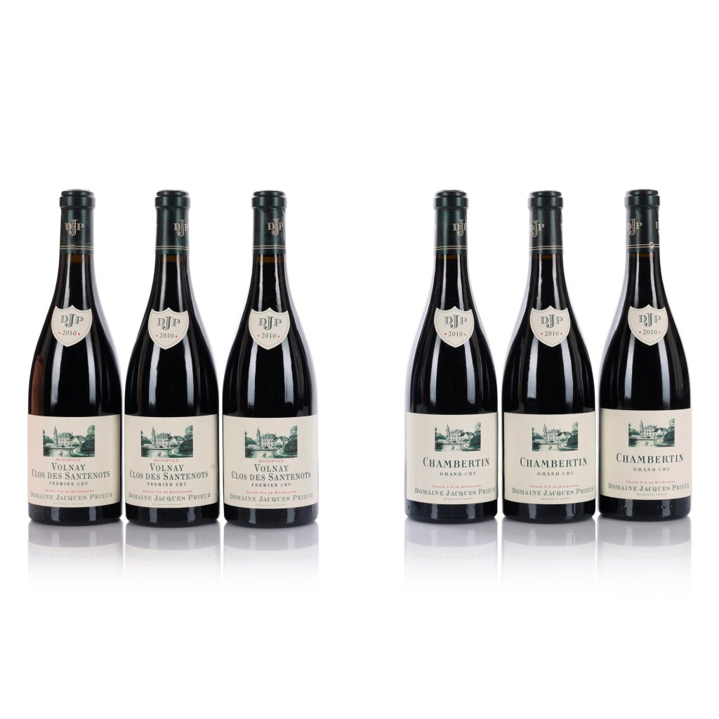 View full screen - View 1 of Lot 420. Chambertin and Volnay, Clos des Santenots 2010 Jacques Prieur Assortment Case (6 BT).