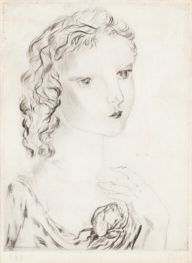 View full screen - View 1 of Lot 8. LÉONARD FOUJITA | LA JEUNE FILLE À LA ROSE .
