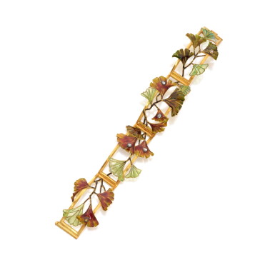 View full screen - View 1 of Lot 191. Lucien Gaillard | Gold, Enamel and Diamond Bracelet 黃金飾琺瑯鑲鑽石手鏈.