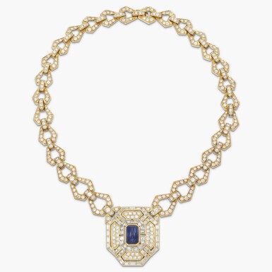 View full screen - View 1 of Lot 579. Sapphire and Diamond Necklace .