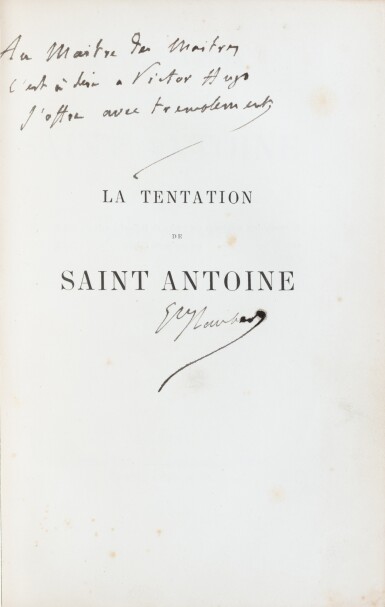 View full screen - View 1 of Lot 76. La Tentation de saint Antoine. 1874. Édition originale. Spectaculaire exemplaire offert à Victor Hugo..