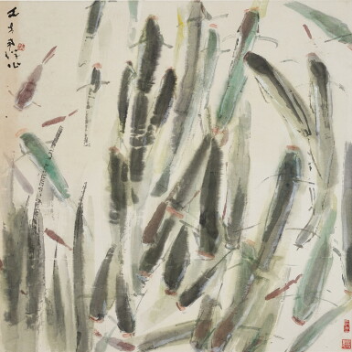 View full screen - View 1 of Lot 2019. Chen Wen Hsi 陳文希 | Lots of Fishes 魚群.