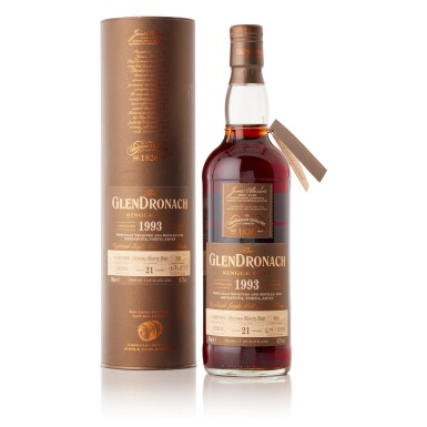 View full screen - View 1 of Lot 6179. Glendronach 21 Year Old Single Cask #626 45.7 abv 1993 (1 BT70).