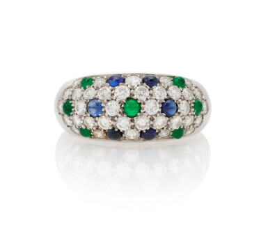 View full screen - View 1 of Lot 160. SAPPHIRE, EMERALD AND DIAMOND RING (ANELLO IN ZAFFIRI, SMERALDI E DIAMANTI) | CARTIER.