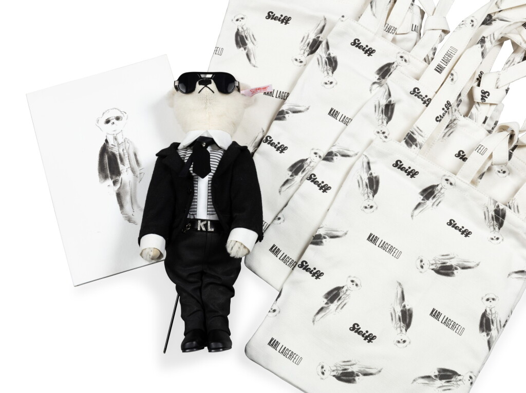 View full screen - View 1 of Lot 1129. Steiff, teddy bear with the effigy of Karl Lagerfeld, Teddy Karl Lagerfeld world limited edition of 2500 copies | Steiff, ours en peluche à l'effigie de Karl Lagerfeld, Teddy Karl Lagerfeld édition limitée mondiale de 2500 exemplaires.