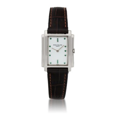 View full screen - View 1 of Lot 151. GONDOLO, REF 4824 WHITE GOLD AND EMERALD-SET WRISTWATCH MADE IN 1998.