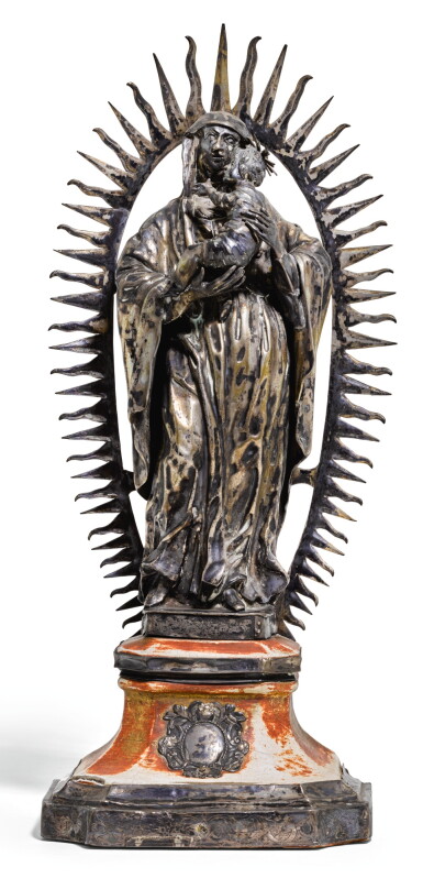 View full screen - View 1 of Lot 9. A CONTINENTAL SILVER MADONNA AND CHILD GROUP, SOUTH GERMAN OR ITALIAN, CIRCA 1700.