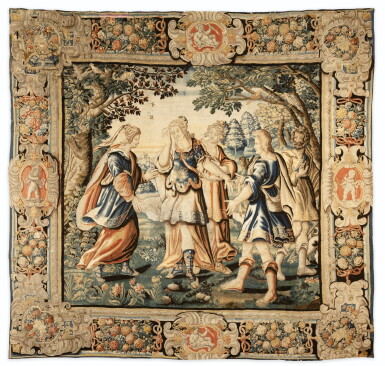 View full screen - View 1 of Lot 107. A MYTHOLOGICAL TAPESTRY, EARLY 17TH CENTURY, PARISIAN WORKSHOP OF CHARLES DE COMANS AND FRANS VAN DEN PLANKEN | TAPISSERIE À SUJET MYTHOLOGIQUE, PREMIER QUART DU XVIIE SIÈCLE, ATELIER PARISIEN DE CHARLES DE COMANS ET FRANS VAN DEN PLANKEN.