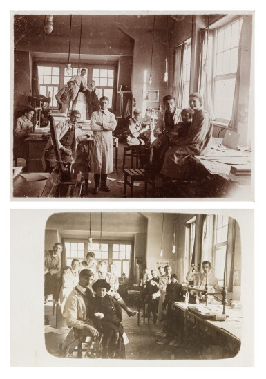 View full screen - View 1 of Lot 1. Otto Dorfner’s Book Binding Workshop at the State Bauhaus in Weimar, 1919/20 + Unknown photographer (2 works).
