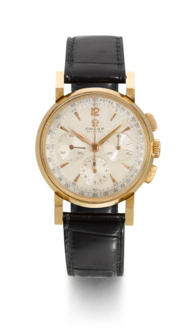 View full screen - View 1 of Lot 33. OMEGA | YELLOW GOLD CHRONOGRAPH WRISTWATCH, CIRCA 1950 .