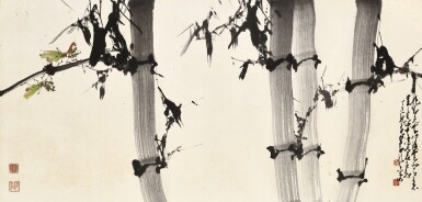 View full screen - View 1 of Lot 2593. Zhao Shao'ang 趙少昂 | Bamboo and Mantis 墨竹螳螂.