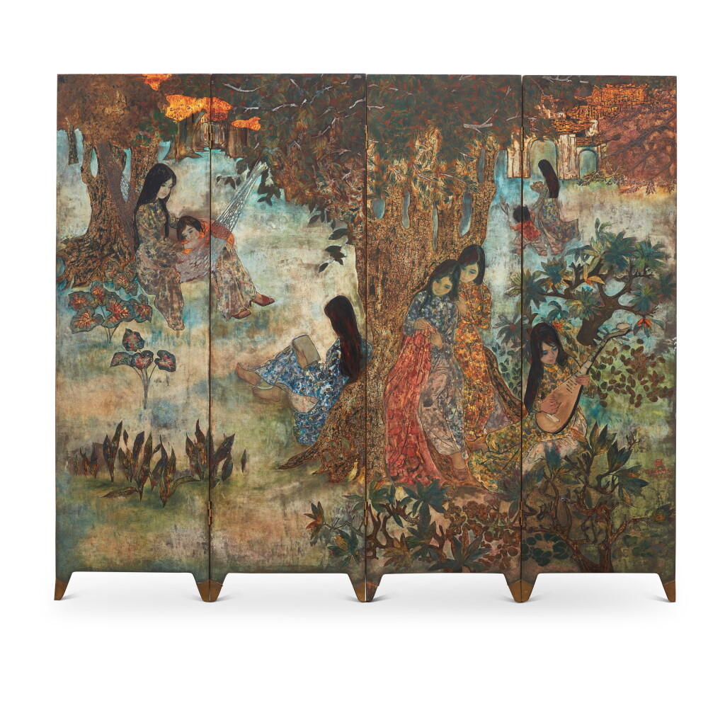 View full screen - View 1 of Lot 3830. Tran Van Ha 陳文河 | i. Women in a garden ii. Procession scene i. 花園中的女子 ii. 遊行.