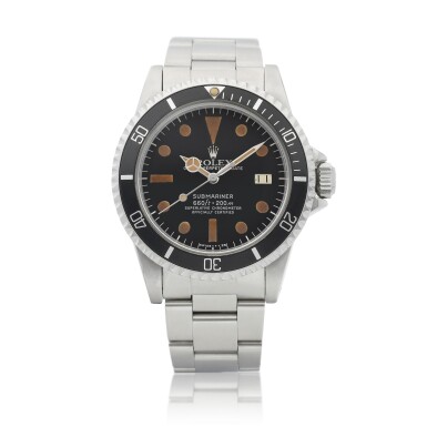 View full screen - View 1 of Lot 8021. Submariner "White", Reference 1680 | A stainless steel wristwatch with date and bracelet, Circa 1979 | 勞力士 | Submariner "White" 型號1680 | 精鋼鏈帶腕錶,備日期顯示,約1979年製.