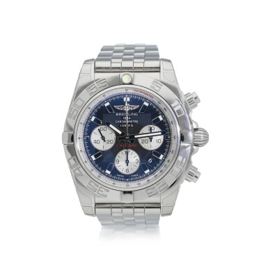 View full screen - View 1 of Lot 57. BREITLING | REFERENCE AB0110 CHRONOMAT 44 A STAINLESS STEEL AUTOMATIC CHRONOGRAPH WRISTWATCH WITH DATE AND BRACELET, CIRCA 2014.