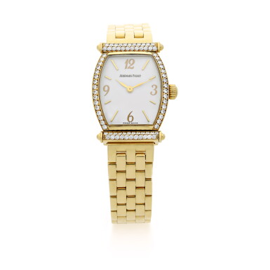 View full screen - View 1 of Lot 1052. CARNEGIE A YELLOW GOLD AND DIAMOND-SET TONNEAU SHAPED BRACELET WATCH, CIRCA 1995.